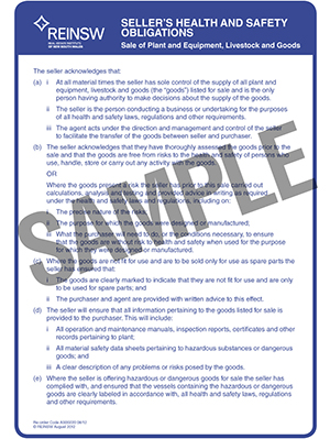 AS00220: Seller's OH&S obligation's notice (A3 lam) SOLD OUT